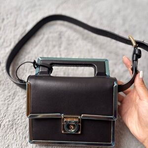 Salvatore Ferragamo Black and Gold Belt Bag/Cross Body Bag